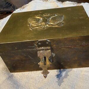 Antique Brass Box with Double Eagle of Russian Dynasty